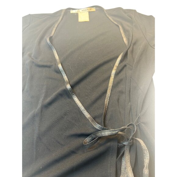 Max Studio Black Stretchy Wrap Top With Tie Closure Womens Size M - Picture 5 of 6